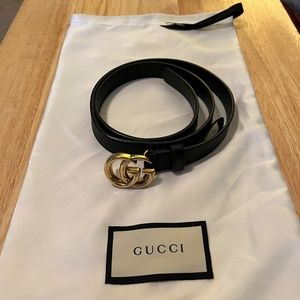 Gucci Thin Leather Belt (Waist Size 27"-31") with Dust Bag